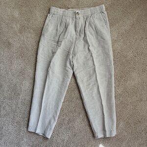Madewell linen crop elastic waist pants